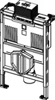 TECE-WC-Modul mit Spülkasten in kompakter Bauweise, ausgestattet mit einem stabilen Rahmen und einer integrierten Spülmechanik, präsentiert sich in neutrale Optik.